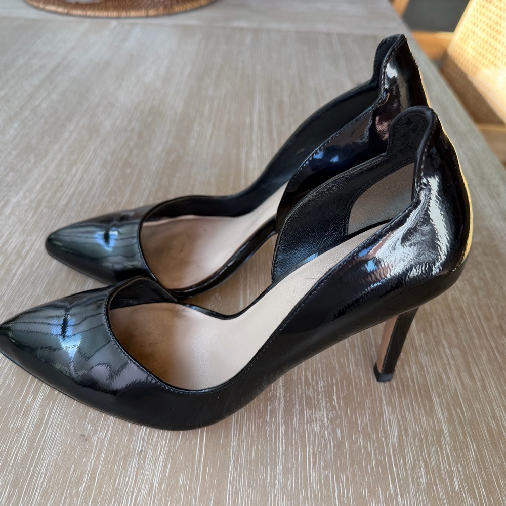 Reiss Black Patent Leather Pointed Toe Pumps Size 38 (US 7.5)